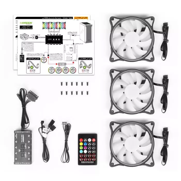 کیت 3 عددی فن گرین مدل HURACAN FAN GFK120M-ARGB -gallery-7 - https://www.redtil.com